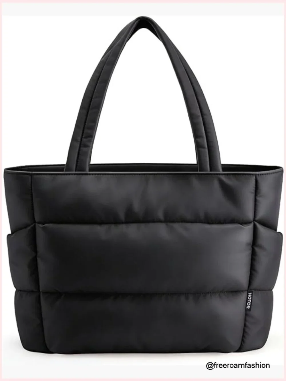 Quilted Puffer Tote Bag Multi-Pocket Lightweight Work Travel Gym Laptop